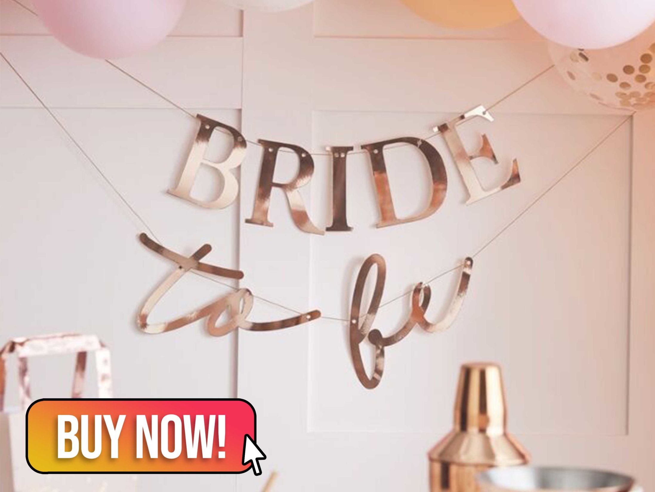 Rose Gold Bride to Be Hen Party Banner