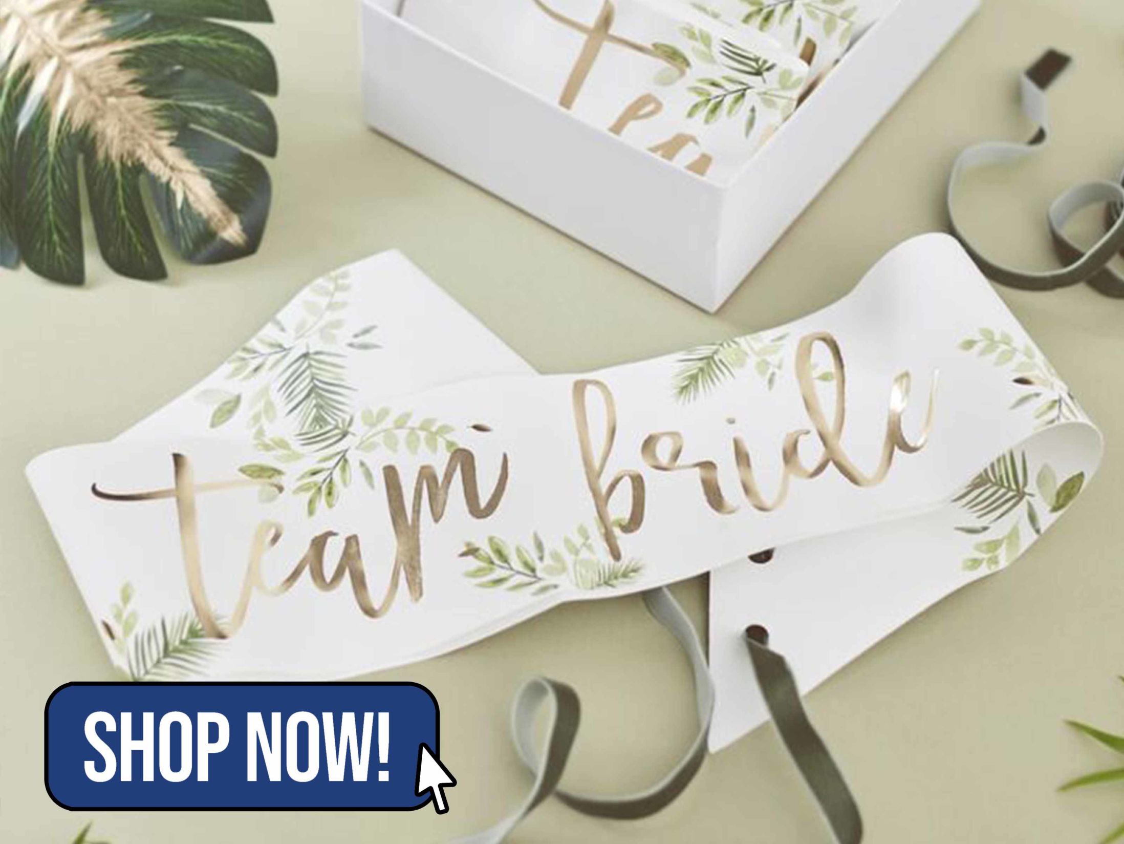 Gold Foiled Team Bride Botanical Sash